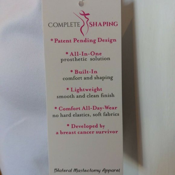 Mastectomy Camisole with Integrated Prosthetics, Large w D Cup, New, White, NWT - Picture 4 of 7